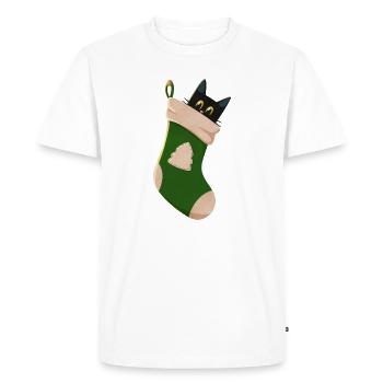 Chat en botte verte - T-shirt Premium bio Homme - blanc - Devant - Nico (187cm)