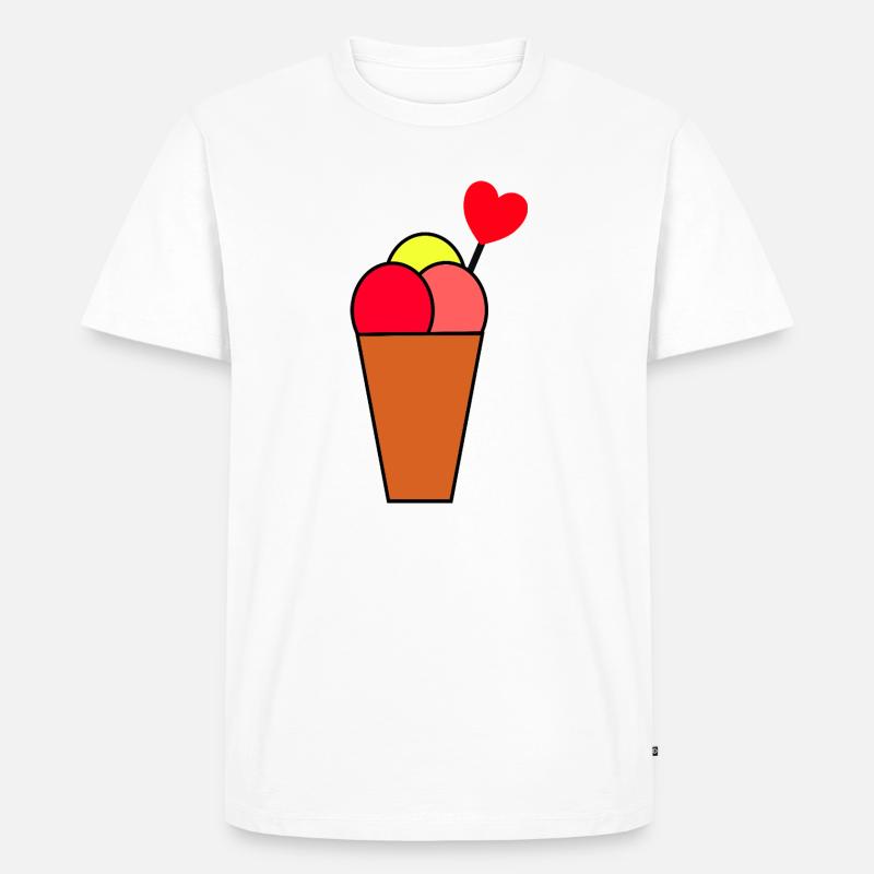 Herz im Eisbecher Eis - Männer Premium Bio T-Shirt - Weiß