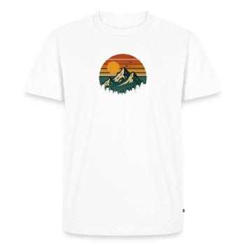Aventure vintage au coucher du soleil en montagne - T-shirt Premium bio Homme - blanc - Devant - Nico (187cm)