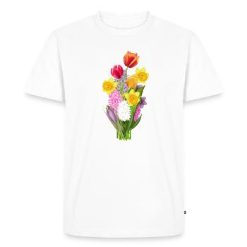 Colourful spring bouquet with tulips & daffodils - Men's Premium Organic T-Shirt - white - Front - Nico (187cm)