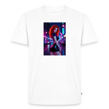Red-haired neon city last night - Men's Premium Organic T-Shirt - white - Front - Nico (187cm)