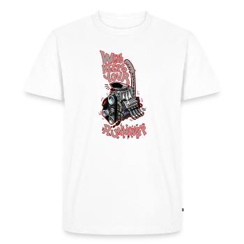 1482_WhatKeepsYourMotorRunning-COLOR - Men's Premium Organic T-Shirt - white - Front - Nico (187cm)