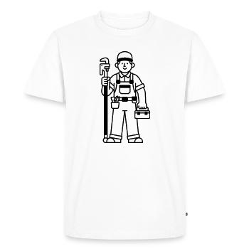 Plumber - Men's Premium Organic T-Shirt - white - Front - Nico (187cm)