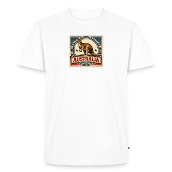 Timbre vintage Kangaroo Australie - T-shirt Premium bio Homme - blanc - Devant - Nico (187cm)