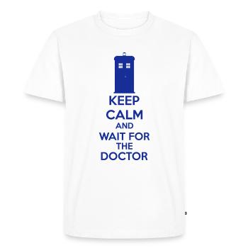Keep Calm And Wait For The Doctor - T-shirt Premium bio Homme - blanc - Devant - Nico (187cm)