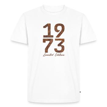 « Millésime 1973 : Édition Limitée au Look Rouille » - T-shirt Premium bio Homme - blanc - Devant - Nico (187cm)