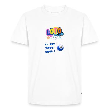 LOTO - BINGO - 1 - IL EST TOUT SEUL - T-shirt Premium bio Homme - blanc - Devant - Nico (187cm)