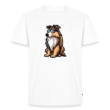 Border Collie Chiens Bande Dessinée Cool - T-shirt Premium bio Homme - blanc - Devant - Nico (187cm)
