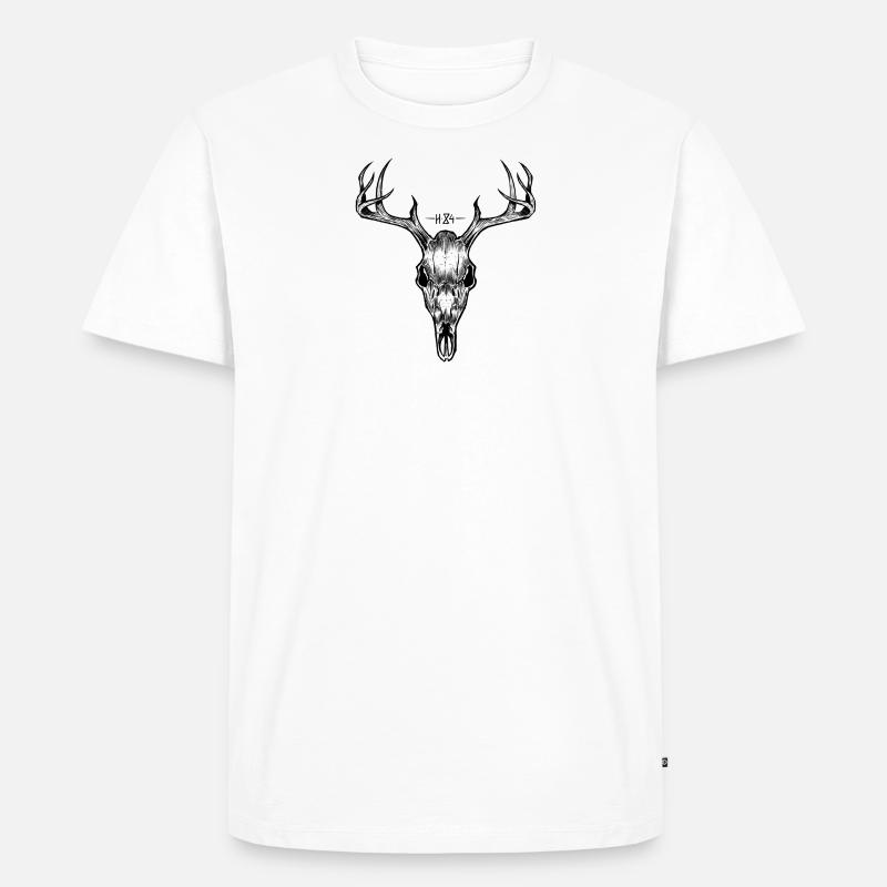 Hirsch - Männer Premium Bio T-Shirt - Weiß