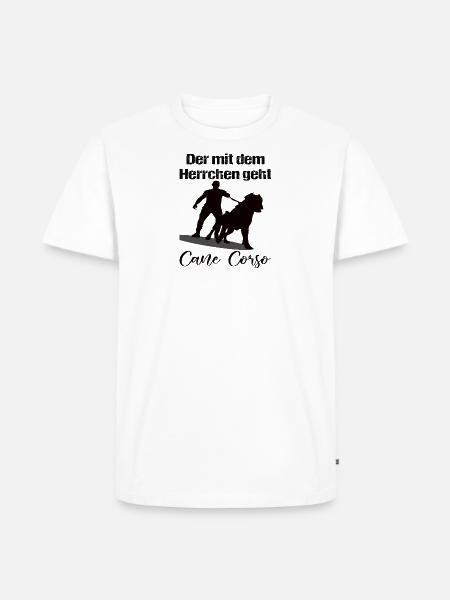 Der mit dem Herrchen geht... - Männer Premium Bio T-Shirt - Weiß