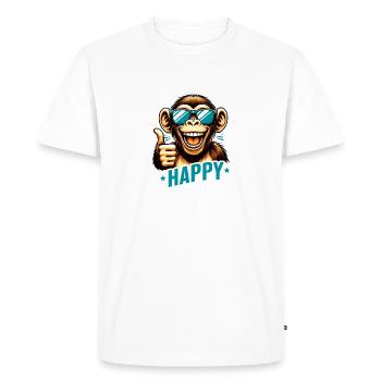"Happy-go-Lucky Monkey: The coolest monkey in the jungle - Men's Premium Organic T-Shirt - white - Front - Nico (187cm)