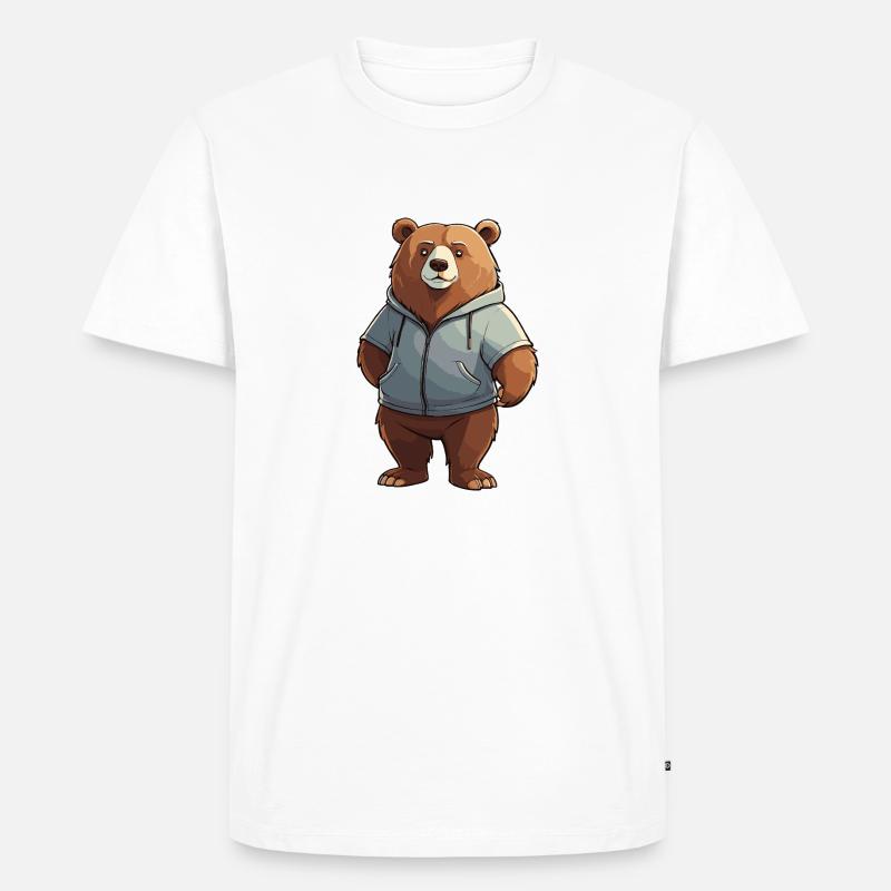 Comic Bär - Tier Design - Männer Premium Bio T-Shirt - Weiß