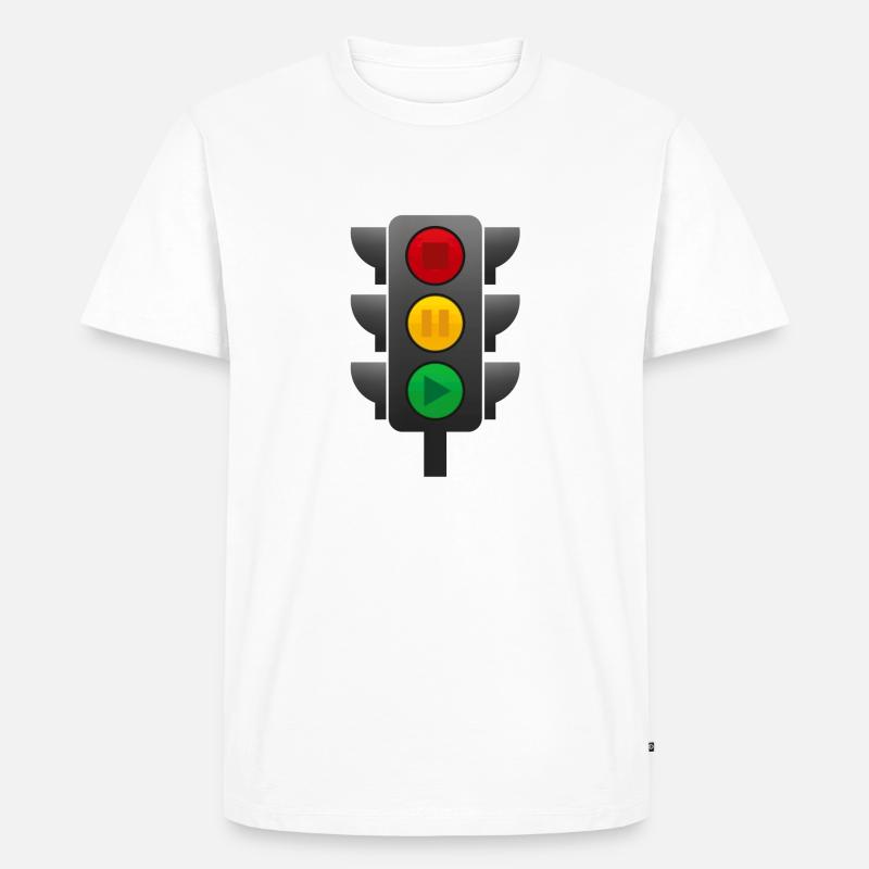 Ampel (Stop, Pause, Play) - Männer Premium Bio T-Shirt - Weiß