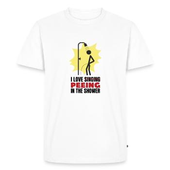 I love peeing in the shower - Shower pee - Men's Premium Organic T-Shirt - white - Front - Nico (187cm)