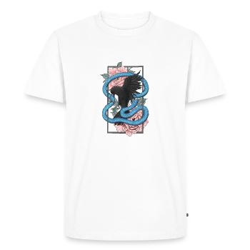 Corbeau + Serpent - T-shirt Premium bio Homme - blanc - Devant - Nico (187cm)