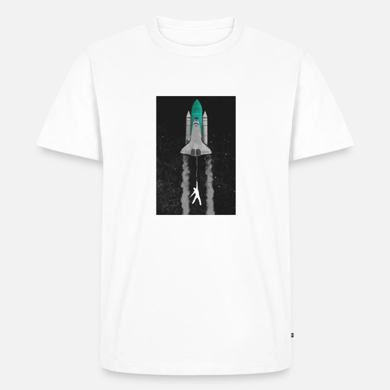 Mann an Rakete - Männer Premium Bio T-Shirt - Weiß