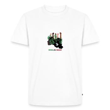 Révolution iranienne | Femme. Vie. Liberté - T-shirt Premium bio Homme - blanc - Devant - Nico (187cm)