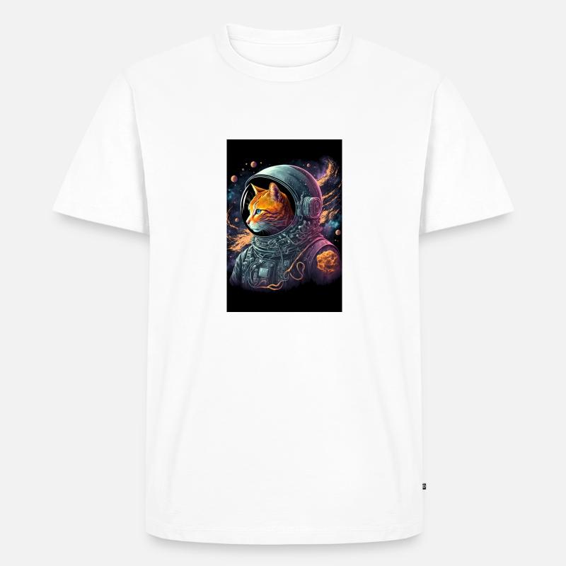 Chat de l’espace - T-shirt Premium bio Homme - blanc