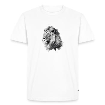 Lion polygonal en noir et blanc – Fine Art - T-shirt Premium bio Homme - blanc - Devant - Nico (187cm)