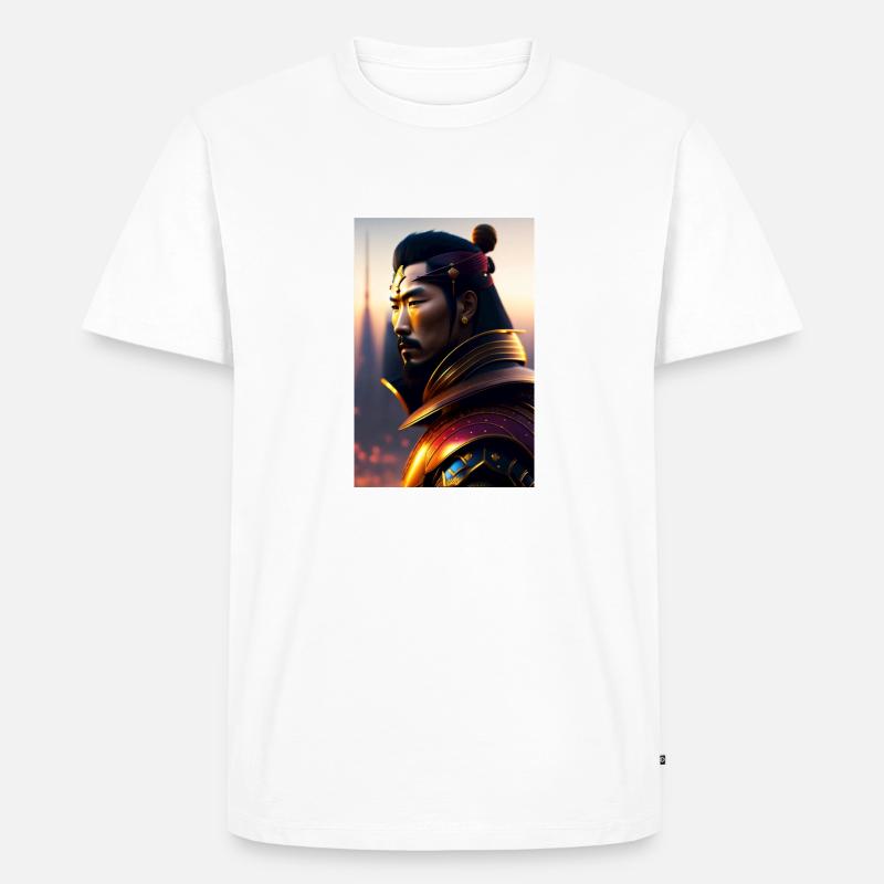 Futuristische Samurai - Männer Premium Bio T-Shirt - Weiß