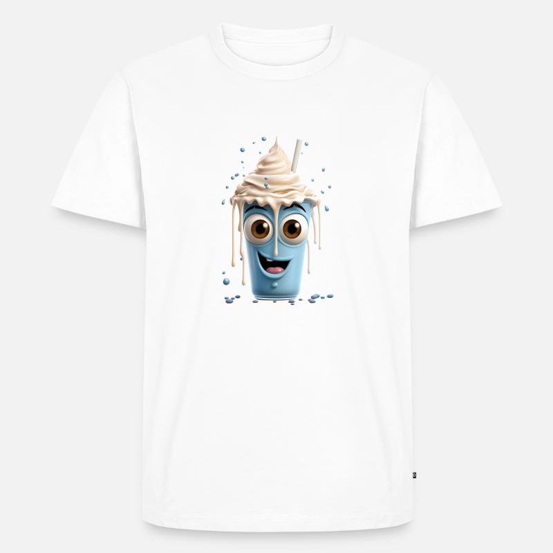 Funny Milkshake - Männer Premium Bio T-Shirt - Weiß