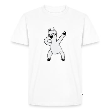 Funny Dabbing Dab Dance Llama Cool Sunglasses - Men's Premium Organic T-Shirt - white - Front - Nico (187cm)