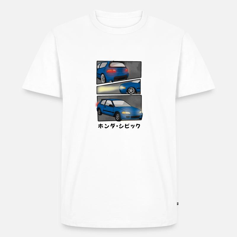 NIGHT BLUE CAR COMIC / HATCHBACK - Männer Premium Bio T-Shirt - Weiß