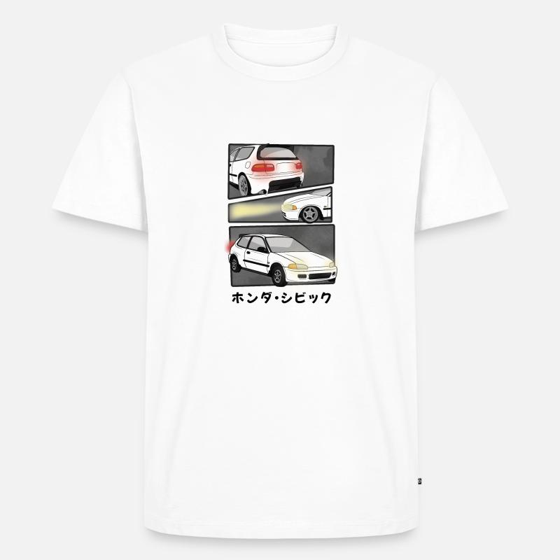 ARCTIC WHITE CAR COMIC / HATCHBACK - Männer Premium Bio T-Shirt - Weiß