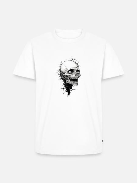 Gruesliger Skelettkopf - Männer Premium Bio T-Shirt - Weiß