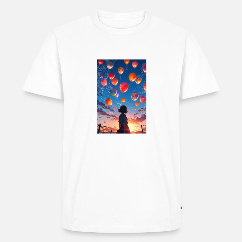 Mädchen mit Ballons - Männer Premium Bio T-Shirt - Weiß