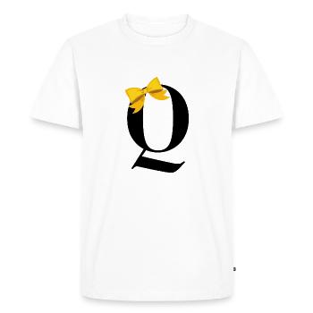 Letter q yellow bow - Men's Premium Organic T-Shirt - white - Front - Nico (187cm)
