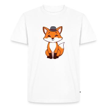 Cheeky Fox with Hat Waiting for Adventure - Men's Premium Organic T-Shirt - white - Front - Nico (187cm)
