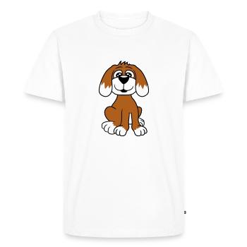 chien assis mignon petit chiot heureux animal de compagnie - T-shirt Premium bio Homme - blanc - Devant - Nico (187cm)