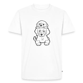 2 chiots chiens couchés sur le dessus deux amis duo - T-shirt Premium bio Homme - blanc - Devant - Nico (187cm)