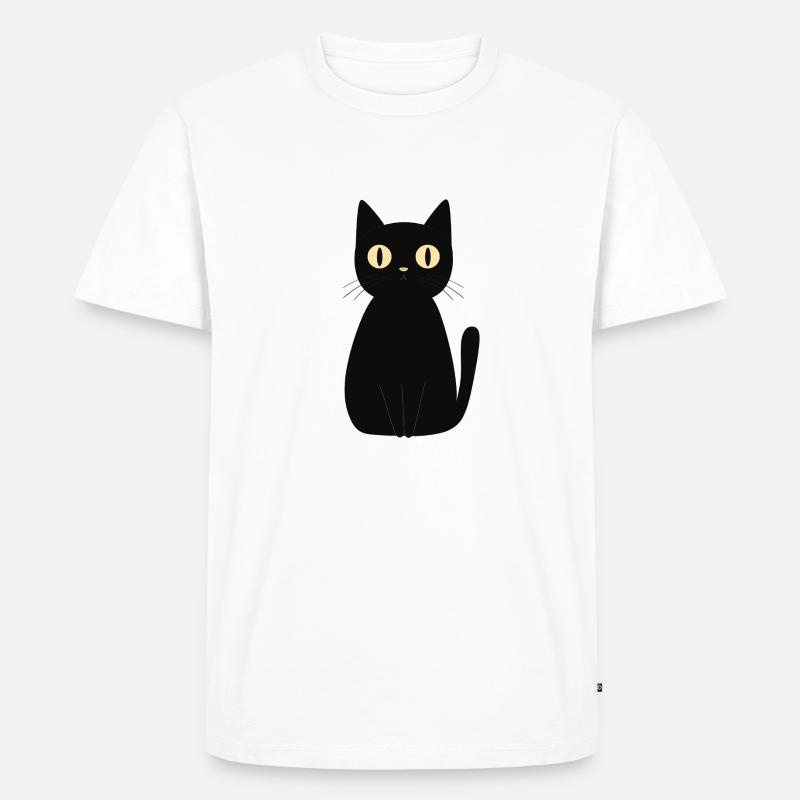 süße schwarze Katze - Männer Premium Bio T-Shirt - Weiß
