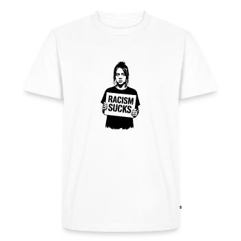 Racism Sucks - Men's Premium Organic T-Shirt - white - Front - Nico (187cm)