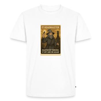 IT Headmaster - Men's Premium Organic T-Shirt - white - Front - Nico (187cm)