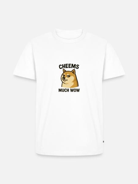 Cheems Much Wow - Männer Premium Bio T-Shirt - Weiß