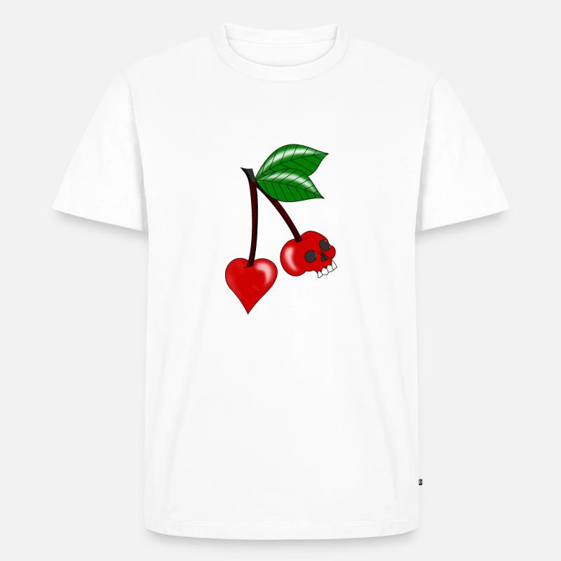 Kirschkernschädel - Männer Premium Bio T-Shirt - Weiß