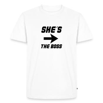 shes le patron 001 - T-shirt Premium bio Homme - blanc - Devant - Nico (187cm)
