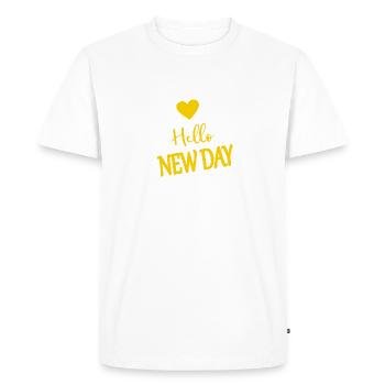 Bonjour nouveau jour - T-shirt Premium bio Homme - blanc - Devant - Nico (187cm)