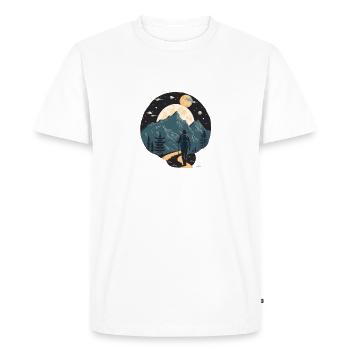 Randonnée nocturne en montagne. Motif extérieur - T-shirt Premium bio Homme - blanc - Devant - Nico (187cm)