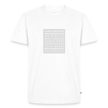 Joyeux Noël en différentes langues – Style - T-shirt Premium bio Homme - blanc - Devant - Nico (187cm)