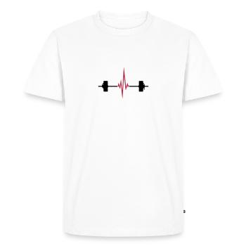 weight lifting pulse frequency heart beat dumbbell - Men's Premium Organic T-Shirt - white - Front - Nico (187cm)