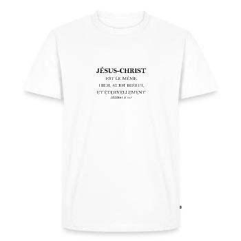 HEBREUX 13:8 VERSET DE LA BIBLE - T-shirt Premium bio Homme - blanc - Devant - Nico (187cm)