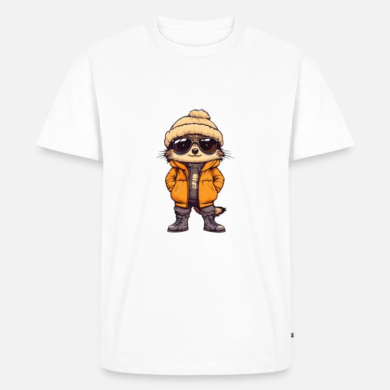 Erdmännchen Winter Comic - Männer Premium Bio T-Shirt - Weiß