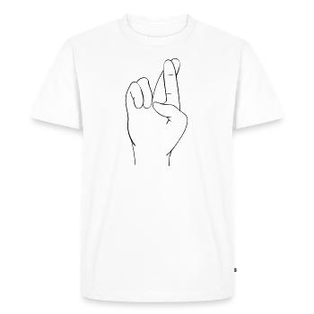 Hand sign - Men's Premium Organic T-Shirt - white - Front - Nico (187cm)