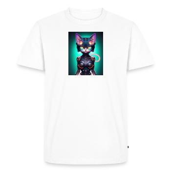 Cat Cyborg Design - Men's Premium Organic T-Shirt - white - Front - Nico (187cm)
