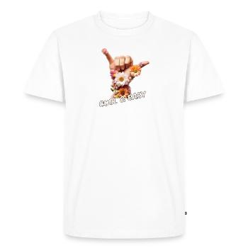 Cool and Easy - Just stay relaxed - Men's Premium Organic T-Shirt - white - Front - Nico (187cm)