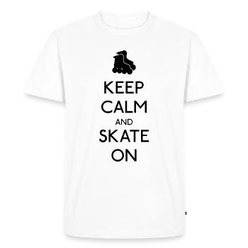Keep Calm skate on - T-shirt Premium bio Homme - blanc - Devant - Nico (187cm)